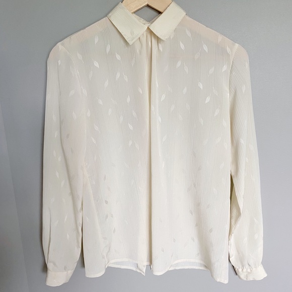 Dior Cream Blouse with Leaf Pattern - Picture 1 of 8